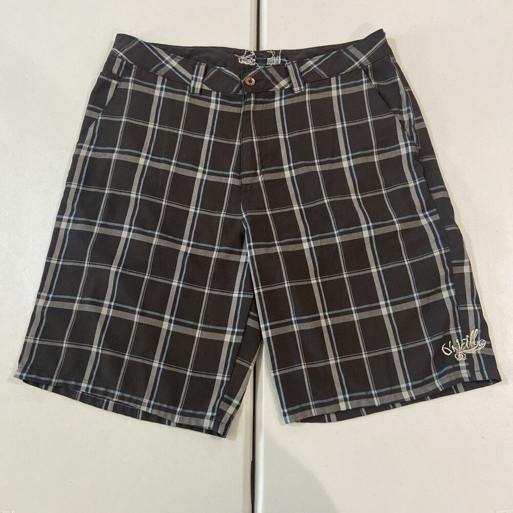 ONeill Chino Shorts Mens 36 Gray Black Flat Front Baggy Y2K Skater Surf Brand